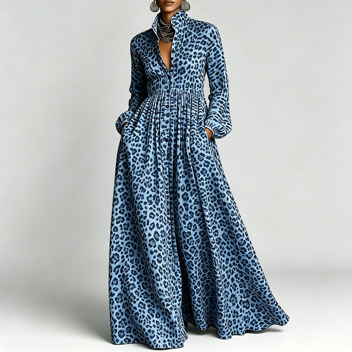 Vestido Camisero Largo Estampado
