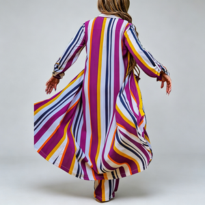 Conjunto de Camisa a Rayas y Pantalones de Pierna Ancha