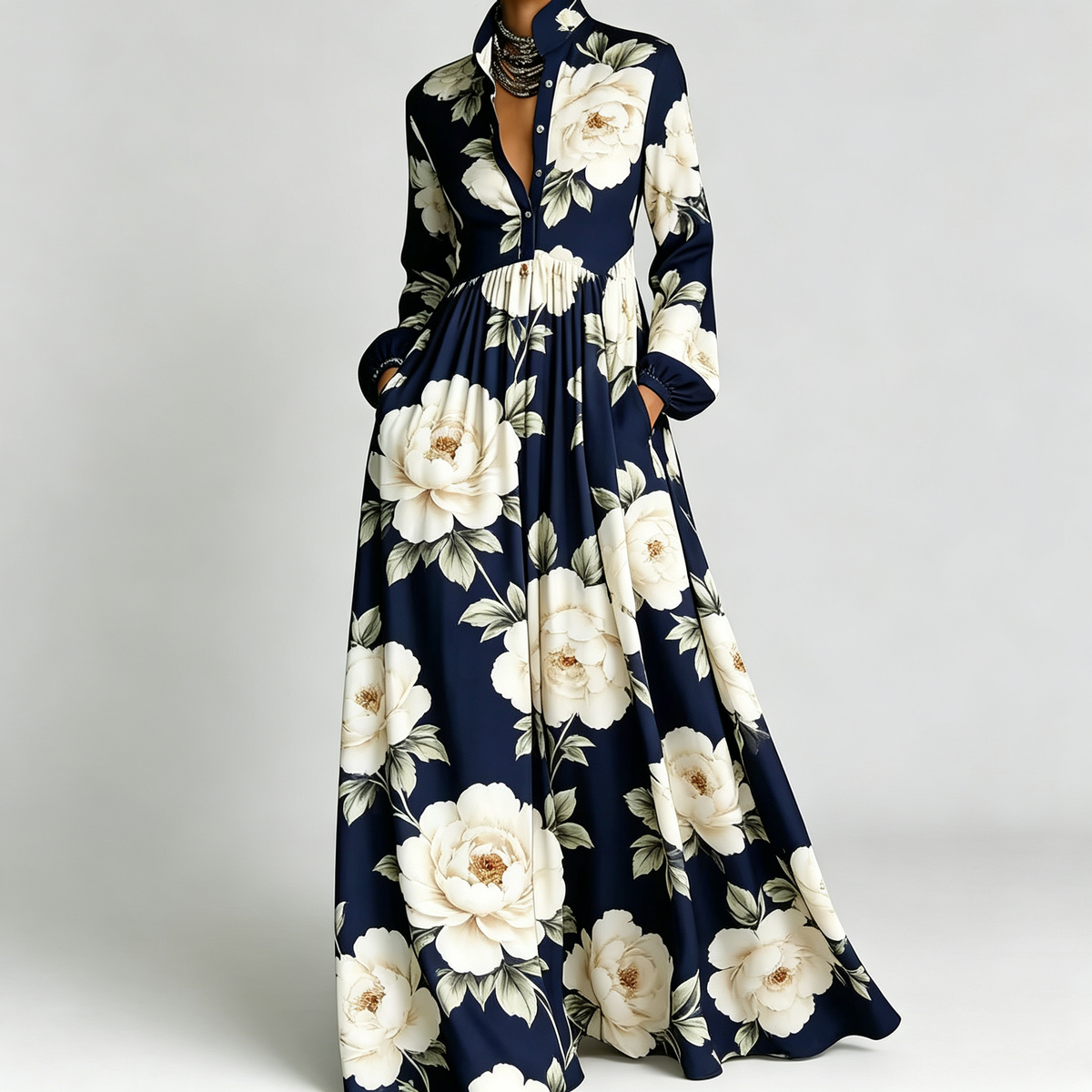 Vestido Camisero Largo Estampado