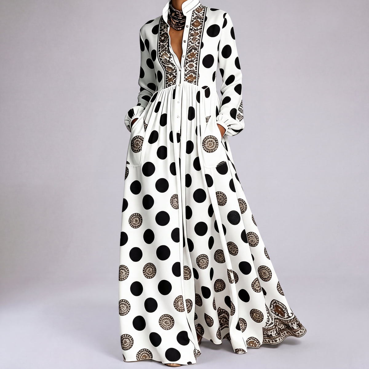 Vestido Camisero Largo Estampado