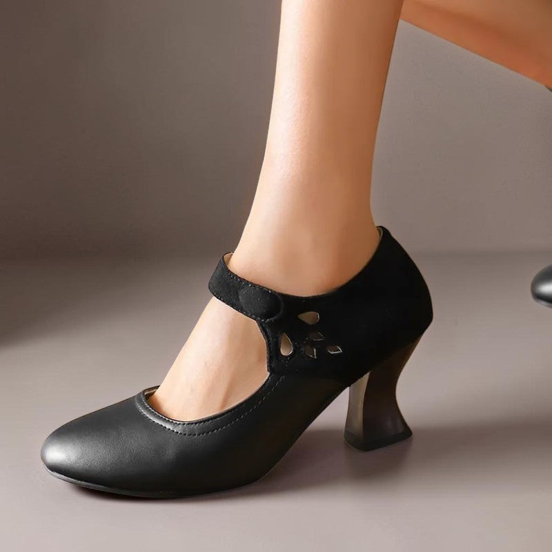 Zapatos de tacón de ante con correa al tobillo Camila