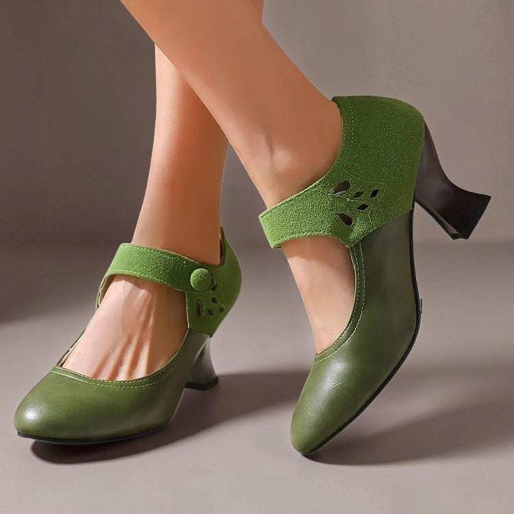 Zapatos de tacón de ante con correa al tobillo Camila