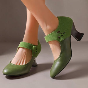 Zapatos de tacón de ante con correa al tobillo Camila