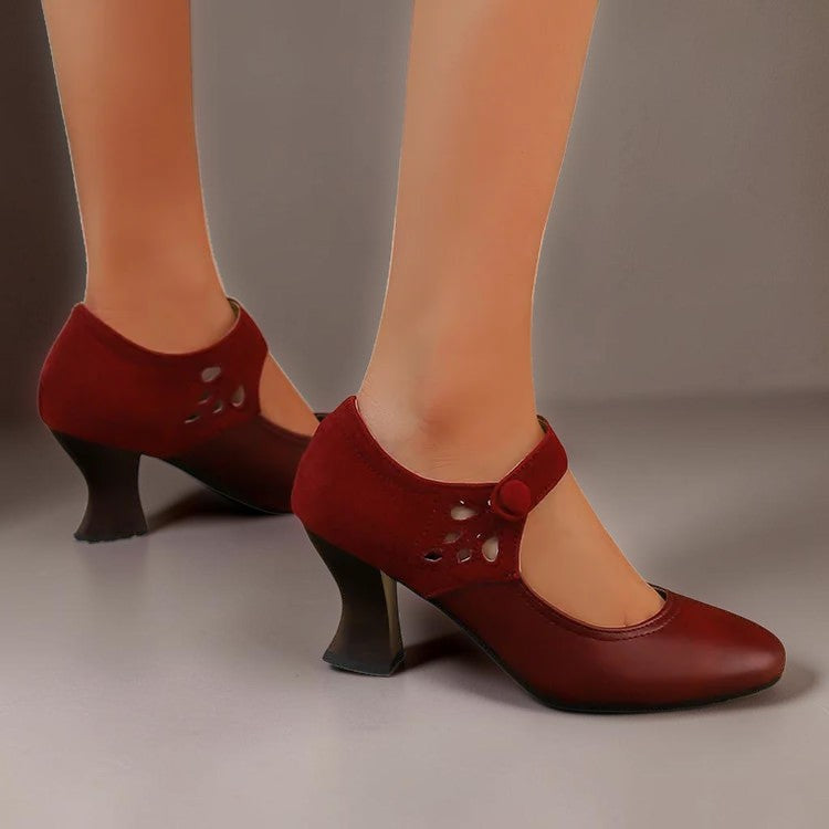 Zapatos de tacón de ante con correa al tobillo Camila