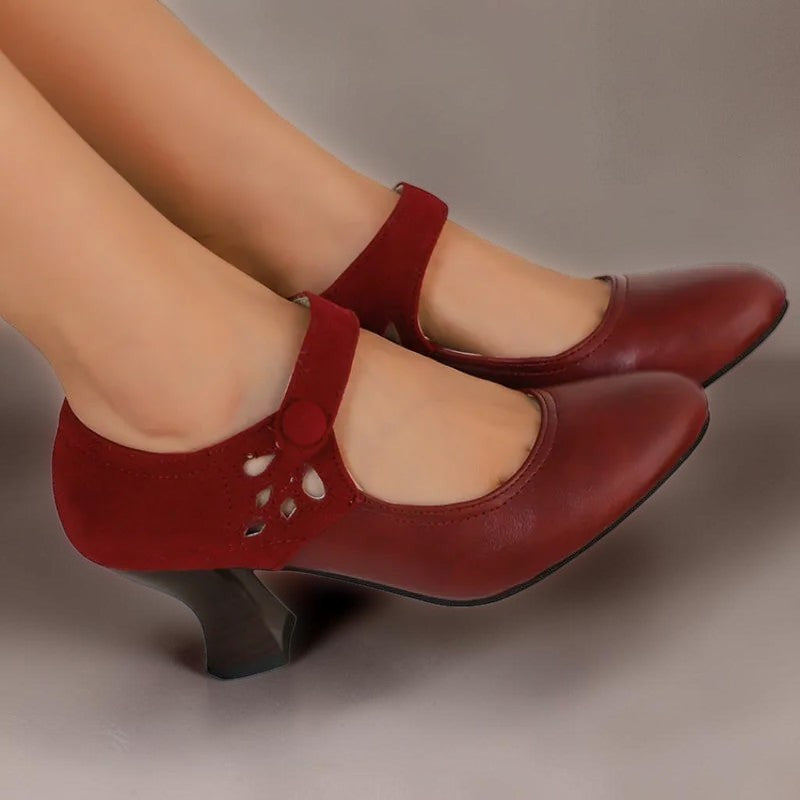 Zapatos de tacón de ante con correa al tobillo Camila