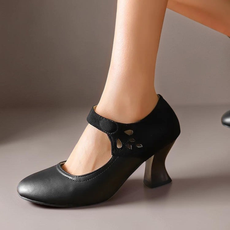 Zapatos de tacón de ante con correa al tobillo Camila