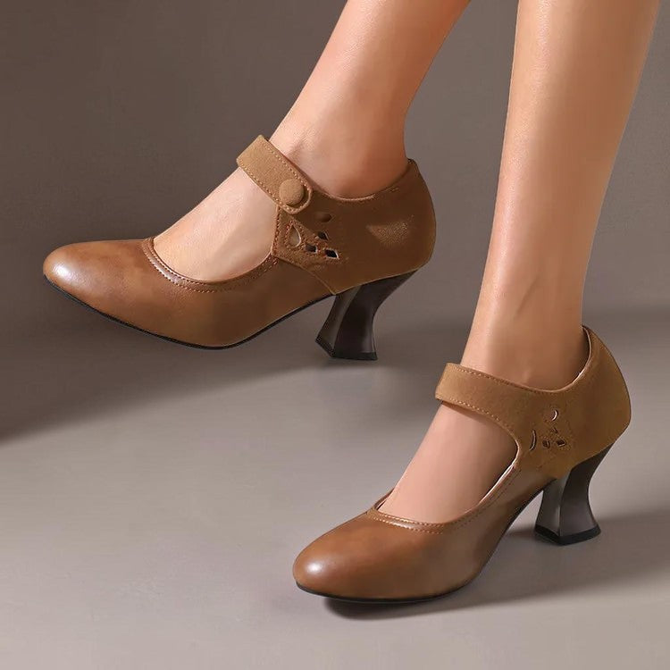 Zapatos de tacón de ante con correa al tobillo Camila